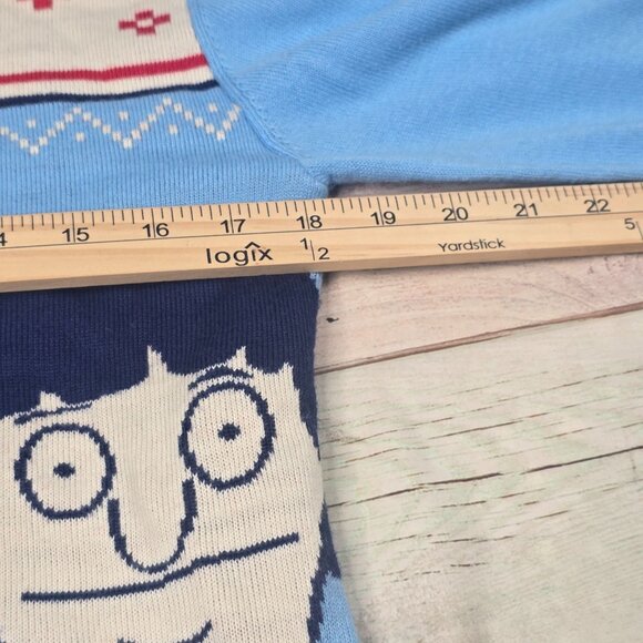 Bobs Burgers Small Knit Christmas Sweater With Louise Tina Gene Faces Long Sleev - Picture 6 of 7